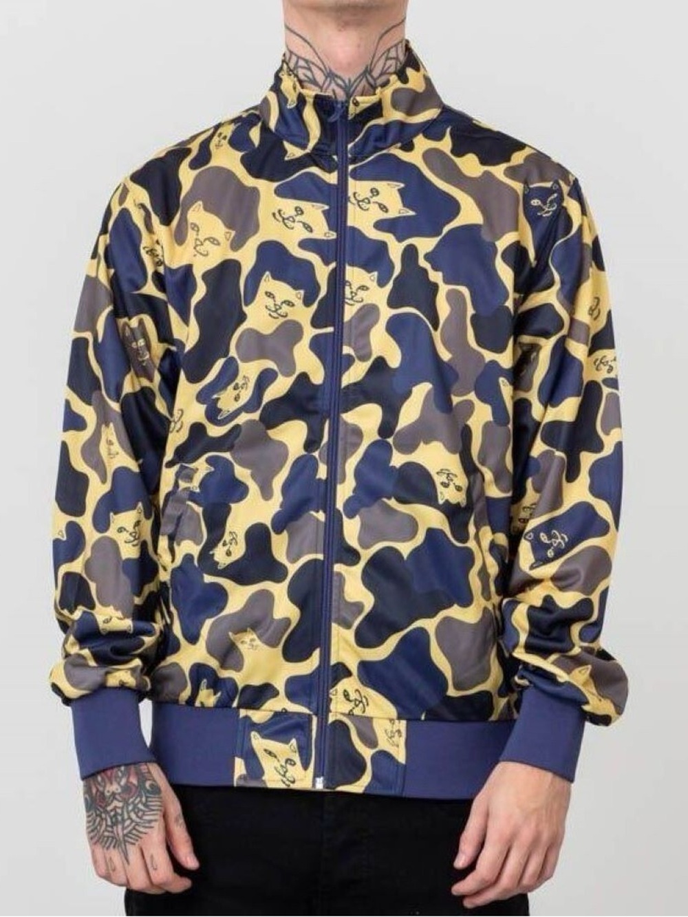 RipNDip Multicolor Camo Cat Print Zip-Up Jacket